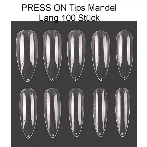 PRESS ON Tips Mandel Lang 100 Stück